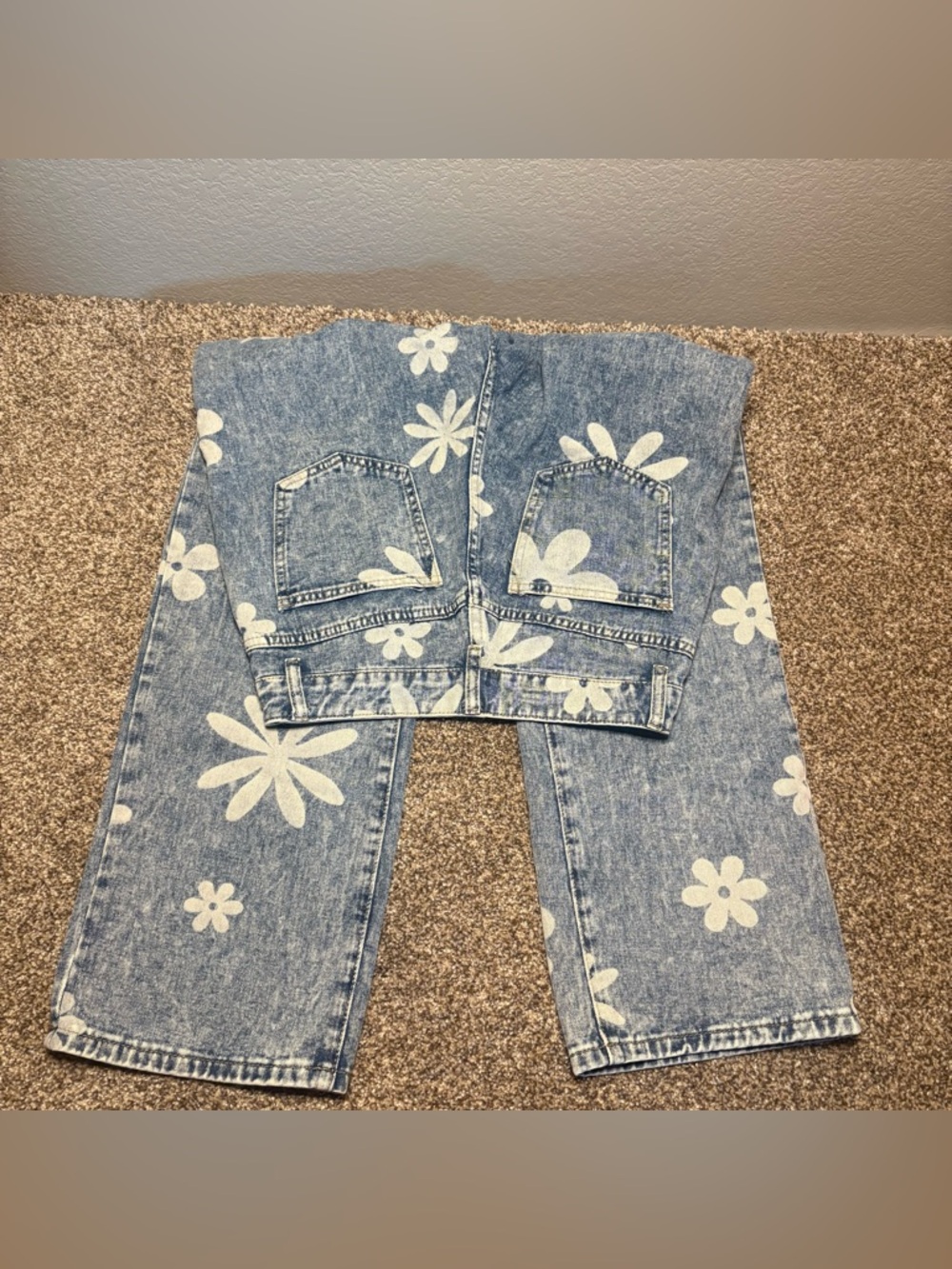 SHEIN Light Blue Floral Straight Leg Jeans - Picture 7 of 12